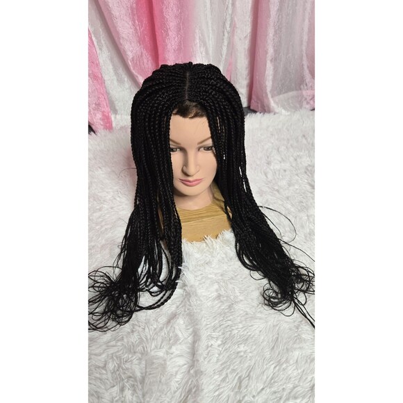 Full Frontal Braided Dark Brunette Natural Look Bohemian Wig - Picture 2 of 15